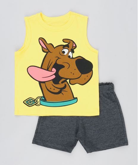 Conjunto-Infantil-Scooby-Doo-de-Regata-Amarela---Bermuda-Cinza-Mescla-Escuro-9529937-Cinza_Mescla_Escuro_1