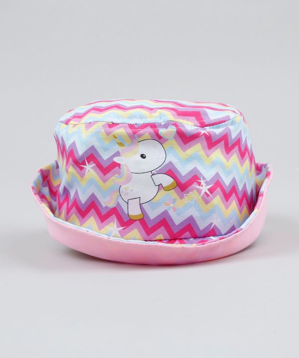 Chapéu Infantil Estampado Chevron Proteção UV 50 Rosa M