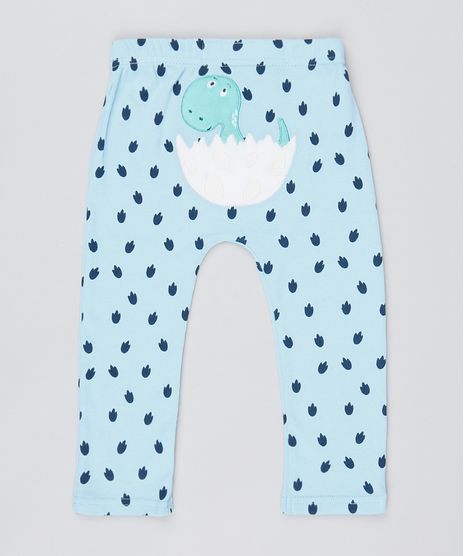 Calca-Infantil-Estampada-com-Dinossauros-e-Pegadas-Azul-Claro-9442351-Azul_Claro_1