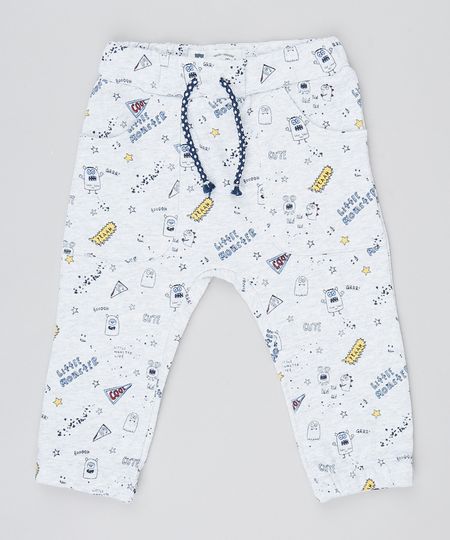 Calca-Infantil-Saruel-em-Moletom-Estampada-de-Monstrinhos--Cinza-Mescla-Claro-9443398-Cinza_Mescla_Claro_1