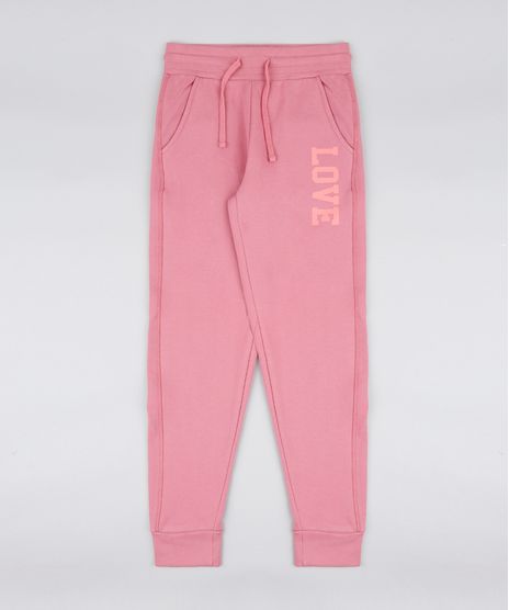 Calca-Infantil-em-Moletom--Love--Rosa-9346855-Rosa_1