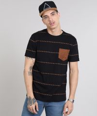 Camiseta-Masculina-Estampada-Etnica-com-Bolso-Gola-Careca-Manga-Curta-Preta-9460148-Preto_1