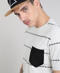 Camiseta-Masculina-Estampada-Etnica-com-Bolso-Gola-Careca-Manga-Curta-Cinza-Mescla-Claro-9460148-Cinza_Mescla_Claro_4