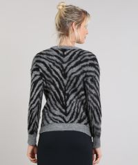 Sueter-Feminino-em-Trico-Estampado-Animal-Print-Decote-Redondo-Cinza-9431370-Cinza_2