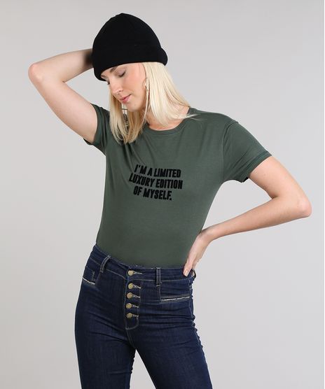 Blusa-Feminina--I-m-A-Limited-----Decote-Arredondo-Canelado-Manga-Curta-Verde-Escuro-9465202-Verde_Escuro_1