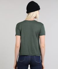 Blusa-Feminina--I-m-A-Limited-----Decote-Arredondo-Canelado-Manga-Curta-Verde-Escuro-9465202-Verde_Escuro_2