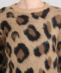Sueter-Feminino-em-Trico-Estampado-Animal-Print-Decote-Redondo-Bege-9431369-Bege_4