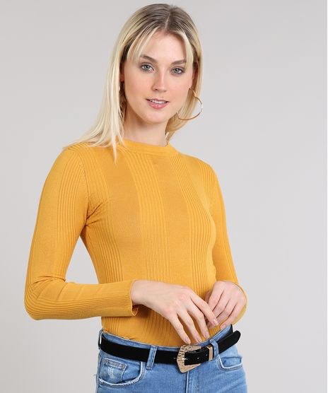 Blusa-Feminina-Basica-em-Trico-Manga-Longa-Mostarda-9356754-Mostarda_1