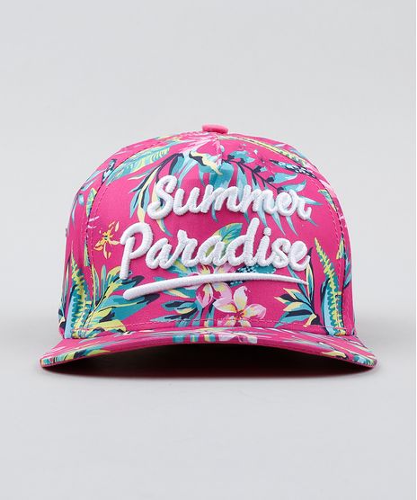 Bone-Feminino-Estampado-Tropical-Aba-Reta-Rosa-9537840-Rosa_1