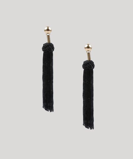 Brinco-Feminino-Com-Metal-e-Tassel-Preto-9428286-Preto_1