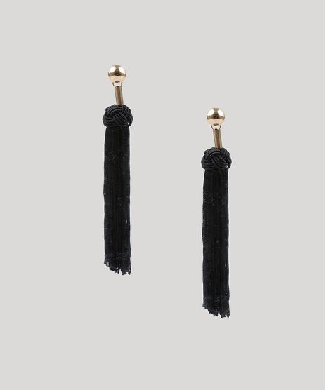 Brinco-Feminino-Com-Metal-e-Tassel-Preto-9428286-Preto_1