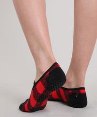 Meia-Feminina-Sapatilha-Estampada-Quadriculado-Vermelha-9542705-Vermelho_3