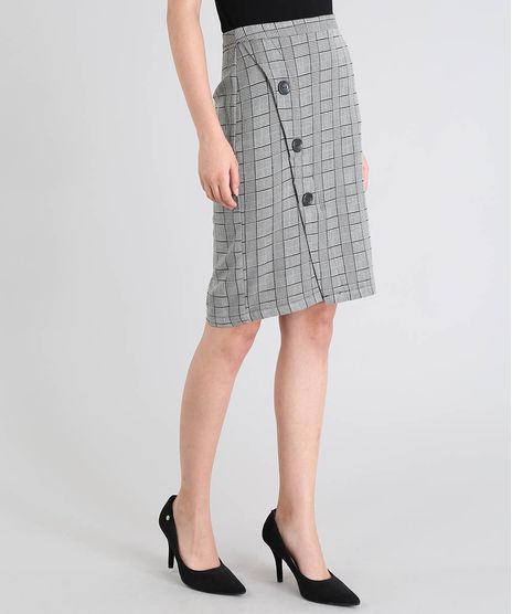Saia-Feminina-Envelope-Com-Botoes-Frontais-Estampada-Cinza-Mescla-9443087-Cinza_Mescla_1