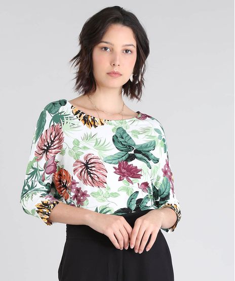 Blusa-Feminina-Ampla-Estampada-Tropical-Manga-3-4-Off-White-9519513-Off_White_1
