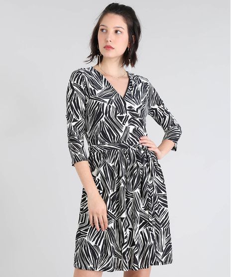 Vestido-Feminino-Estampado-Transpassado-com-Faixa-para-Amarrar-Manga-3-4-Off-White-9487865-Off_White_1