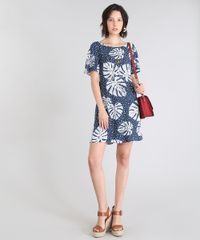 Vestido-Feminino-Estampado-Poa-com-Folhagens-Vazado-Manga-Curta-Azul-Marinho-9585061-Azul_Marinho_3