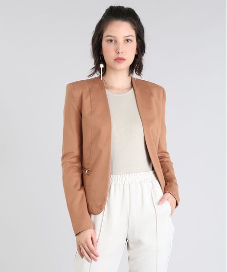 Blazer-Feminino-Com-Ziper-Marrom-Claro-9419934-Marrom_Claro_1