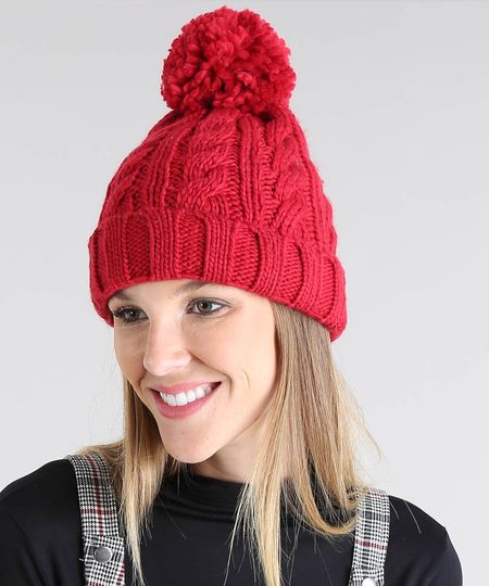 Gorro-Feminino-em-Trico-com-Pompom-Vermelho-9398745-Vermelho_1 Gorro-Feminino-em-Trico-com-Pompom-Vermelho-9398745-Vermelho_1