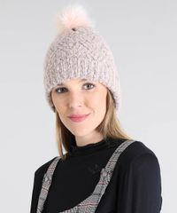 Gorro-Feminino-em-Trico-com-Pompom-Rose-9398756-Rose_1