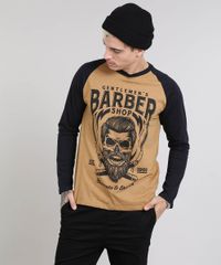 Camiseta-Masculina-Raglan--Barber-Shop--Gola-Careca-Manga-Longa-Caramelo-9549099-Caramelo_1