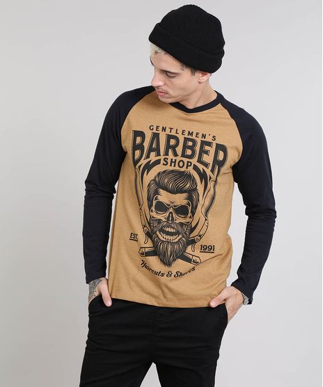 Camiseta-Masculina-Raglan--Barber-Shop--Gola-Careca-Manga-Longa-Caramelo-9549099-Caramelo_1
