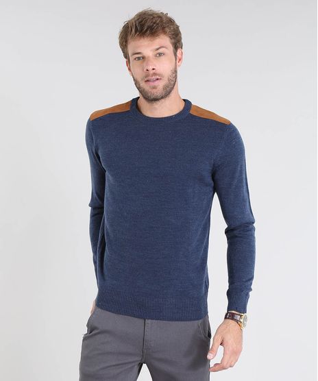 Sueter-Masculino-em-Trico-com-Suede-Azul-Marinho-8850660-Azul_Marinho_1