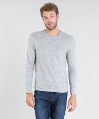 Sueter-Masculino-em-Trico-Slim-Fit-Gola-Redonda-Cinza-Mescla-Claro-9383782-Cinza_Mescla_Claro_1