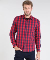 Camisa-Masculina-Comfort-Xadrez-Manga-Longa-Vermelha-9436437-Vermelho_1
