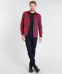 Camisa-Masculina-Comfort-Xadrez-Manga-Longa-Vermelha-9436437-Vermelho_3