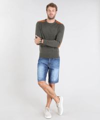 Sueter-Masculino-em-Trico-com-Suede-Verde-Militar-8850660-Verde_Militar_3