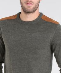 Sueter-Masculino-em-Trico-com-Suede-Verde-Militar-8850660-Verde_Militar_4
