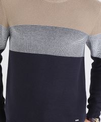 Sueter-Masculino-em-Trico-Listrado-Gola-Redonda-Bege-9327992-Bege_4
