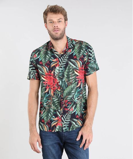 Camisa-Masculina-Relaxed-Estampada-Manga-Curta-Preta-9466284-Preto_1