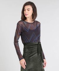 Blusa-Feminina-em-Tule-Estampada-Chevron-Manga-Longa-Preta-9509456-Preto_1