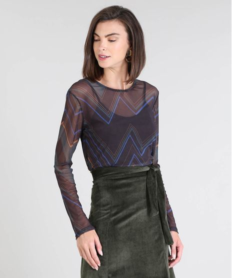 Blusa-Feminina-em-Tule-Estampada-Chevron-Manga-Longa-Preta-9509456-Preto_1