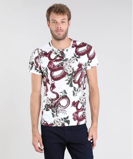 Camiseta-Masculina-Estampa-de-Cobras-Manga-Curta-Gola-Careca-Branca-9502051-Branco_1