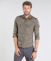 Camisa-Masculina-Comfort-Estampada-Camuflagem-com-Bolsos-e-Martingale-Manga-Longa-Verde-Militar-9519701-Verde_Militar_1