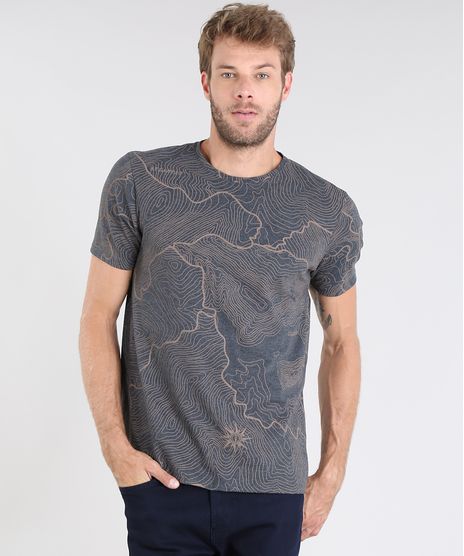 Camiseta-Masculina-Estampada-de-Mapas-Manga-Curta-Gola-Careca-Cinza-Mescla-Escuro-9528295-Cinza_Mescla_Escuro_1