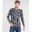 Sueter-Masculino-em-Trico-Estampado-de-Folhagem-Slim-Fit-Cinza-Mescla-9360768-Cinza_Mescla_1