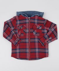 Jaqueta-Infantil-Xadrez-com-Capuz--Vermelho-9363452-Vermelho_1