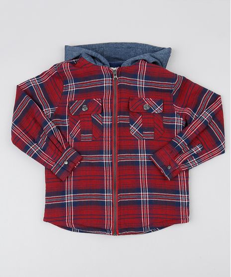 Jaqueta-Infantil-Xadrez-com-Capuz--Vermelho-9363452-Vermelho_1