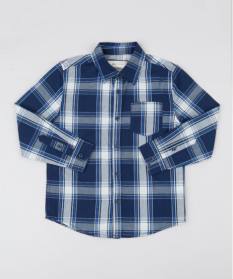 Camisa-Infantil-Estampada-Xadrez-com-Bolso-Manga-Longa-Azul-Marinho-9384219-Azul_Marinho_1
