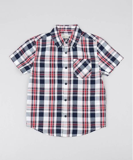 Camisa-Infantil-Estampada-Xadrez-com-Bolso-Manga-Curta-Branca-9387399-Branco_1