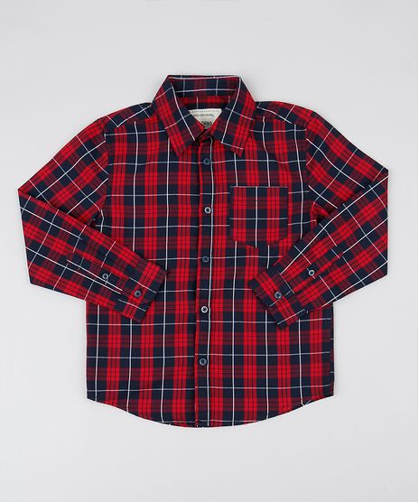 Camisa-Infantil-Estampada-Xadrez-com-Bolso-Manga-Longa-Vinho-9384238-Vinho_1