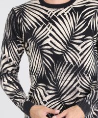 Sueter-Masculino-em-Trico-Estampado-de-Folhagem-Slim-Fit-Preto-9360769-Preto_4 Sueter-Masculino-em-Trico-Estampado-de-Folhagem-Slim-Fit-Preto-9360769-Preto_4