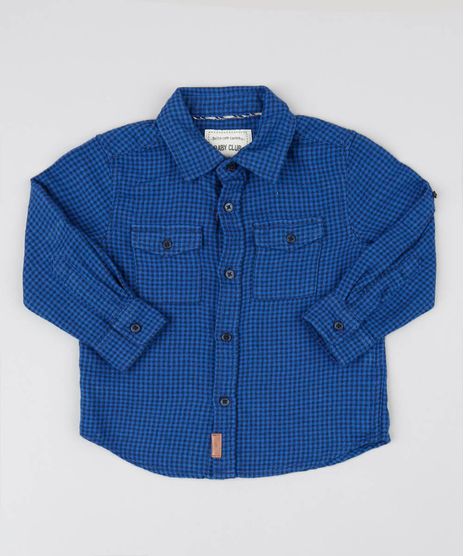 Camisa-Infantil-Estampada-Xadrez-com-Bolsos-Manga-Longa-Azul-9378955-Azul_1