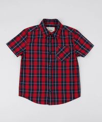 Camisa-Infantil-Estampada-Xadrez-com-Bolso-Manga-Curta-Azul-Marinho-9387445-Azul_Marinho_1