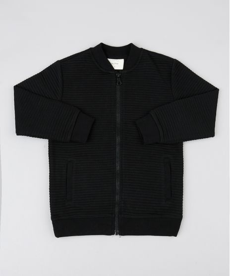 Jaqueta-Bomber-Infantil-Texturizada-com-Bolsos-Preto-9368795-Preto_1
