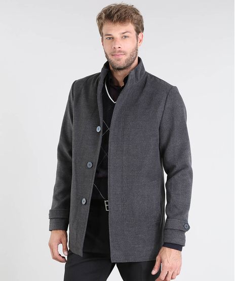 Jaqueta-Masculina-com-Bolsos-Cinza-Mescla-Escuro-9371079-Cinza_Mescla_Escuro_1