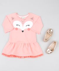 Vestido-Infantil-Raposinha-em-Moletom-com-Tule-Manga-Longa-Coral-9482708-Coral_3